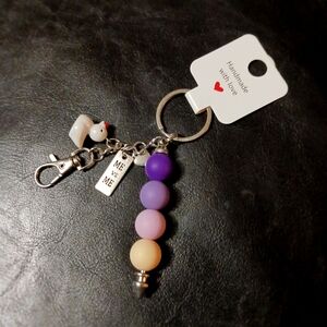 Colorful Beaded Keychain with Chicken Charm